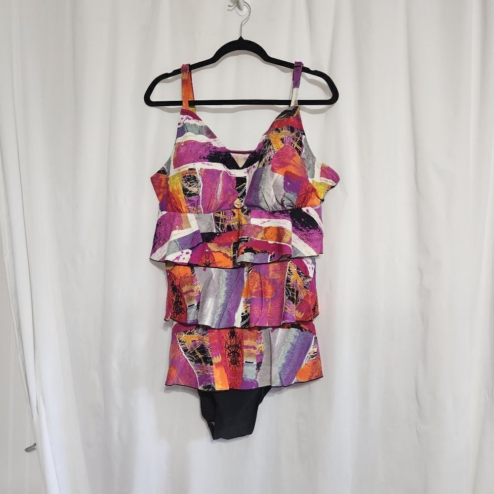 Ceeb multicolor tiered tummy swimsuit